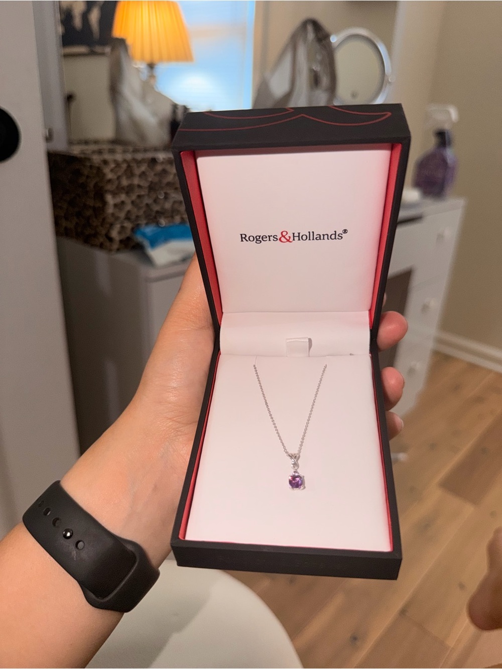 Amethyst drop twirl necklace Rogers&Hollands